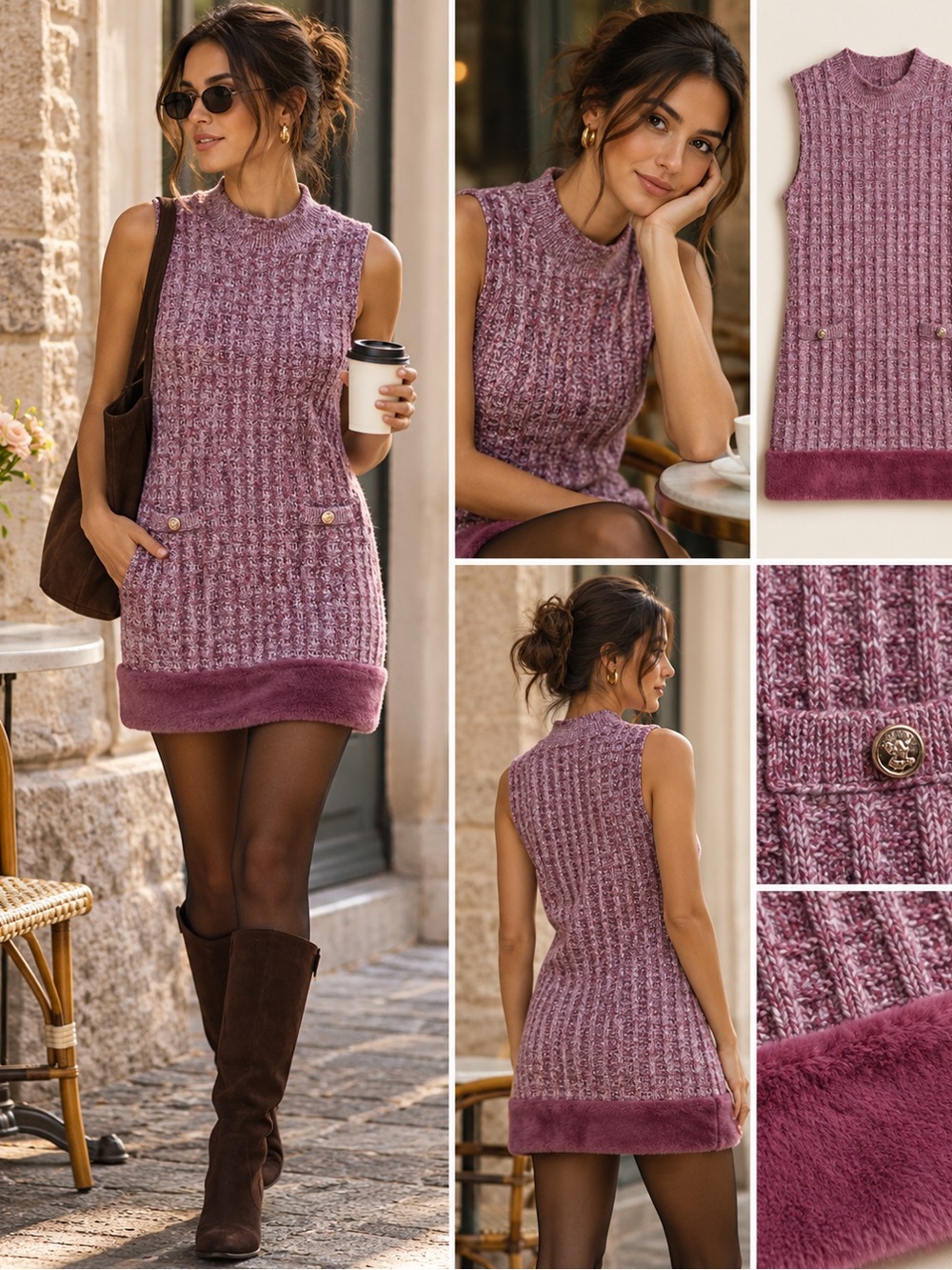 BNWT Zara Sleeveless Knit Mini Dress in Dusty Rose